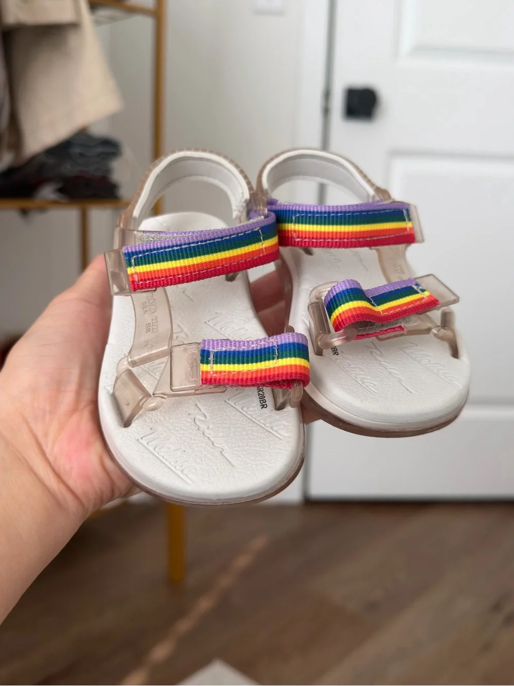 Mini Melissa x Rider Clear Sandals Rainbow Straps Size 7c Toddler Girl